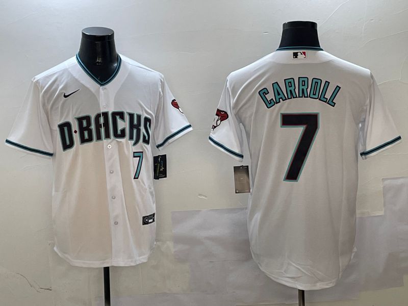 Men Arizona Diamondback #7 Carroll White Game 2025 Nike MLB Jersey style 1->arizona diamondback->MLB Jersey